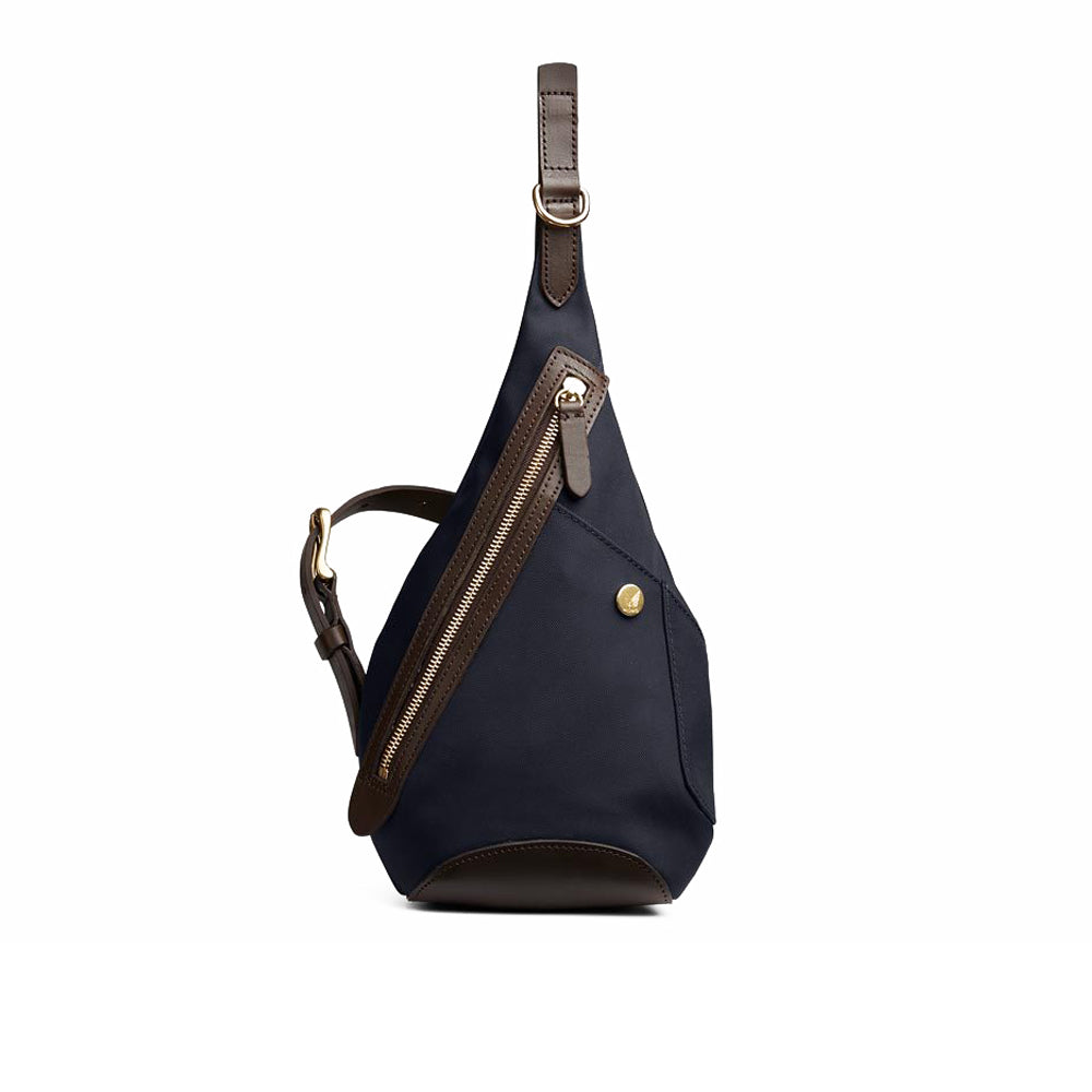 Canvas Drop Bag Navy Dark Brown