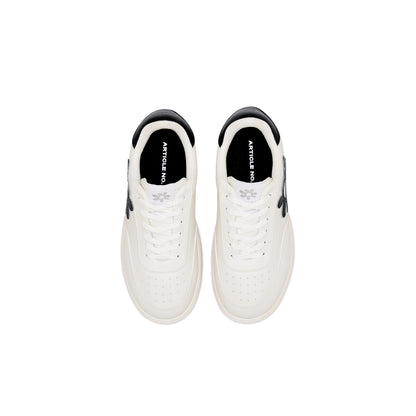 Low-Top Vegan Leather Trainers - White With Black