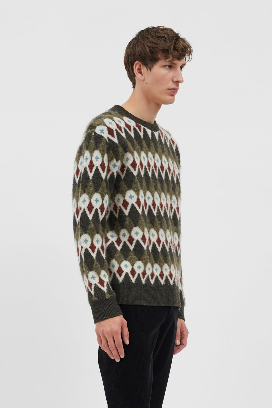 Rune Merino Fair Isle Jacquard sweater Ivy Green