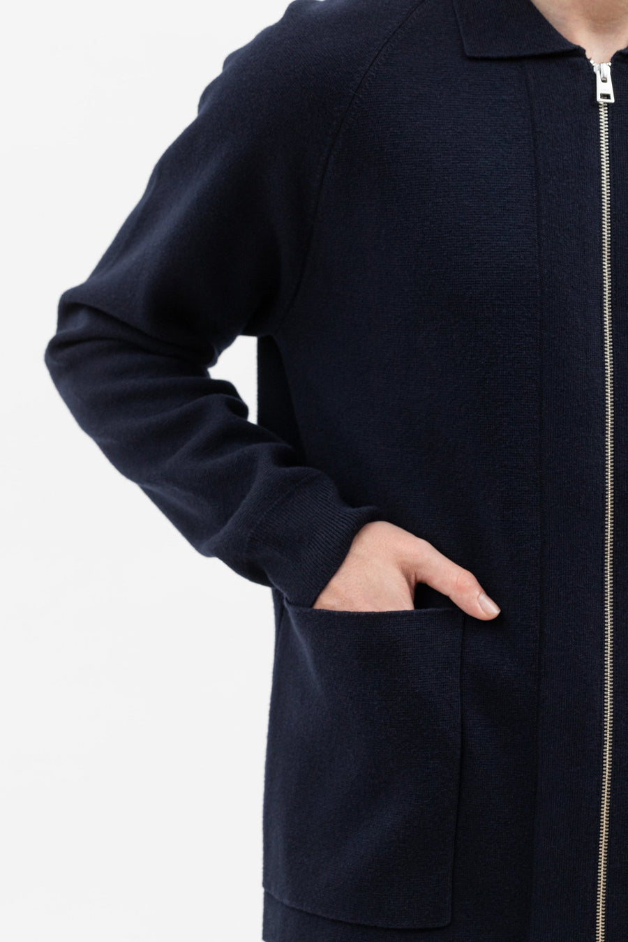 Bjarne Merino Cotton Milano Full zip jacket Dark Navy