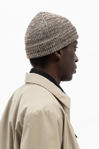 Wool Cotton Rib Beanie Camel