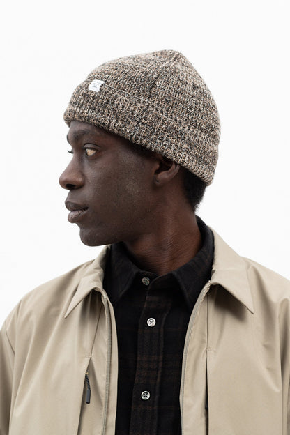 Wool Cotton Rib Beanie Camel