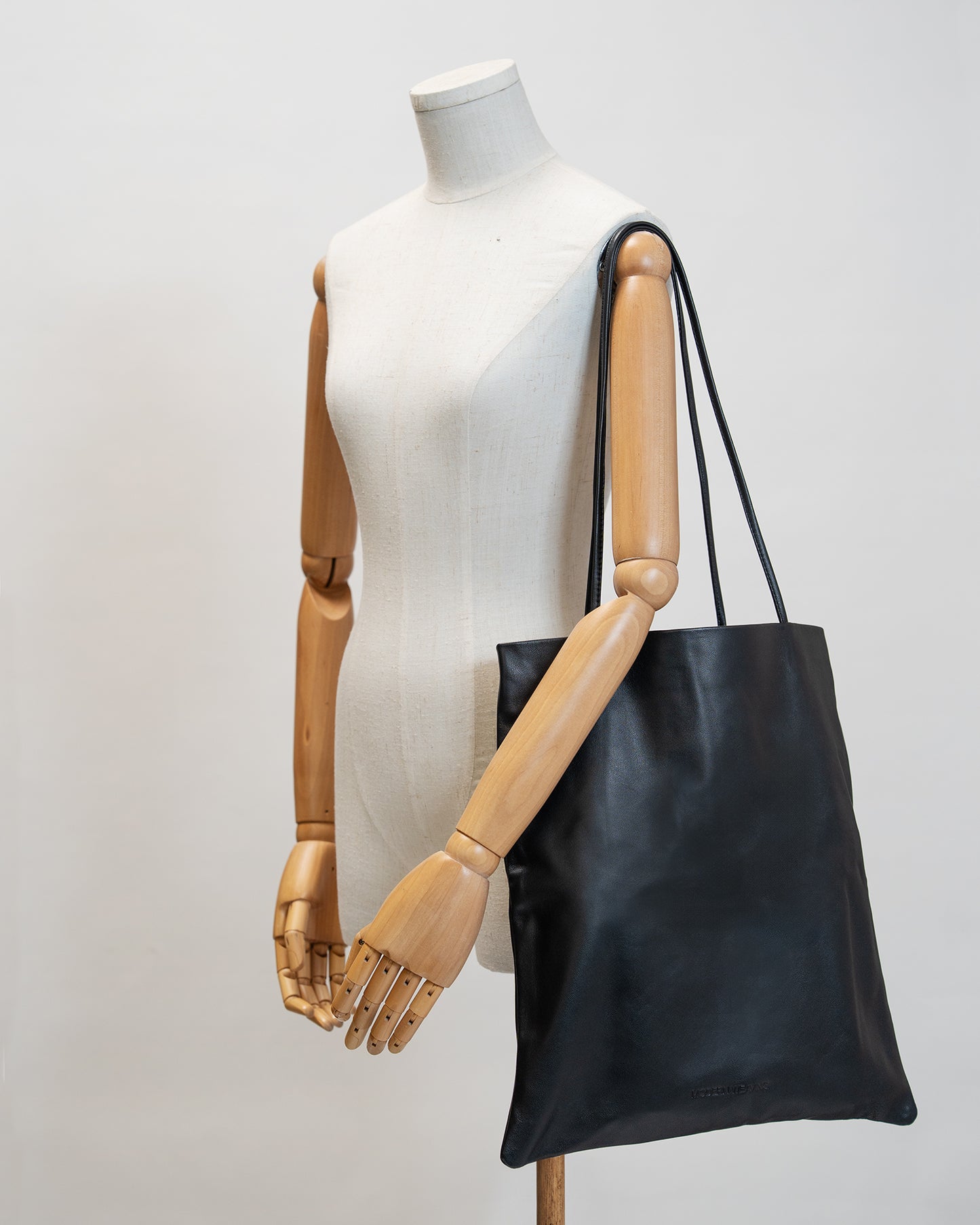 Black Slim Lamb Sak Woven Shoulder Bag