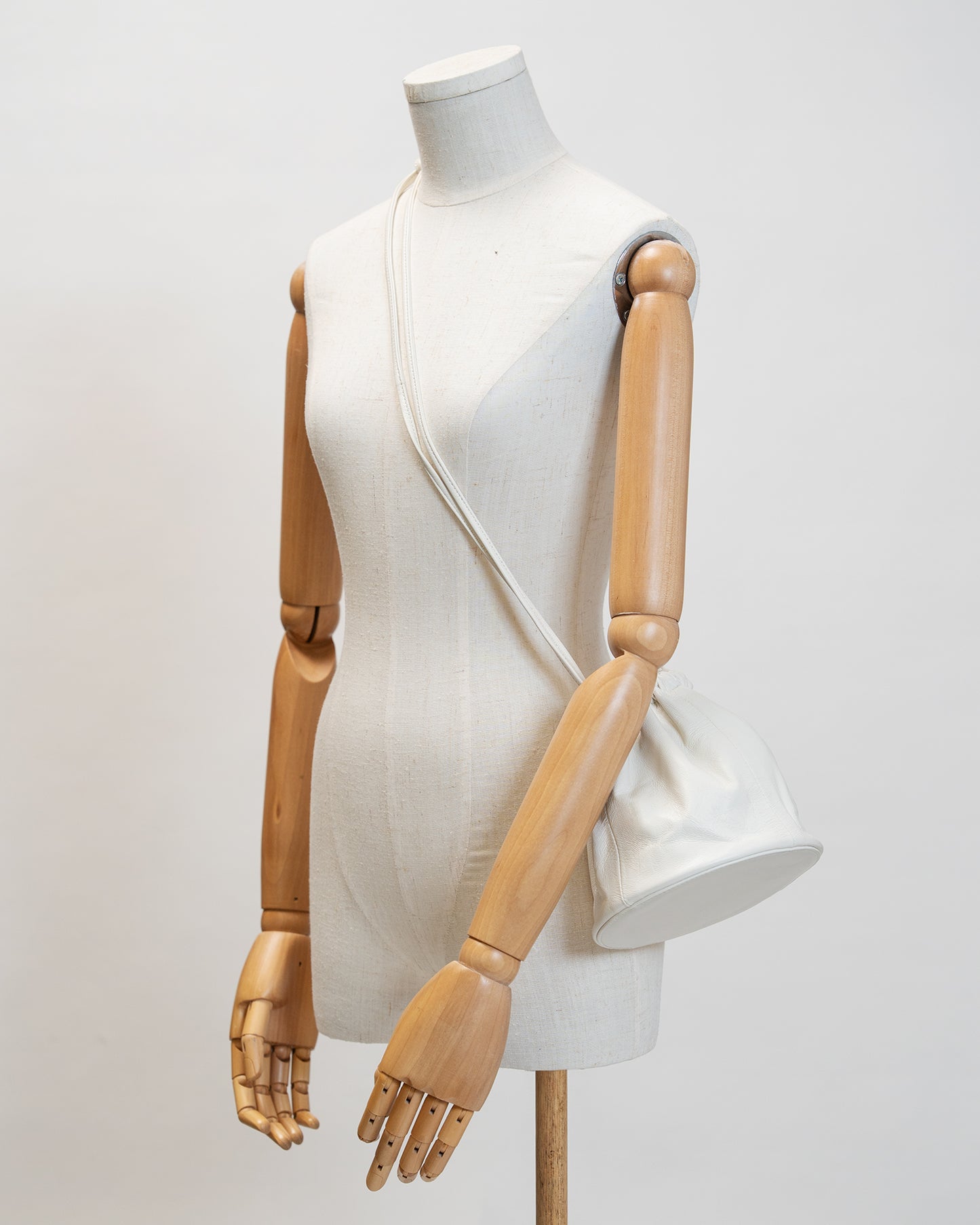 Creme Mini Drum Drawstring Bucket Bag