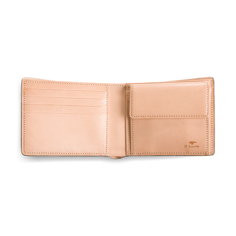 Il Bussetto Bi-Fold Wallet Coin Pocket 4 Card Slots Natural