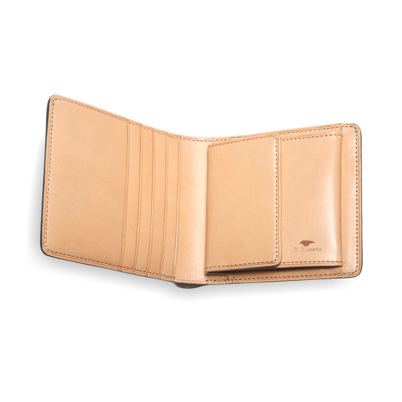 Il Bussetto Bi-Fold Wallet Coin Pocket 4 Card Slots Natural