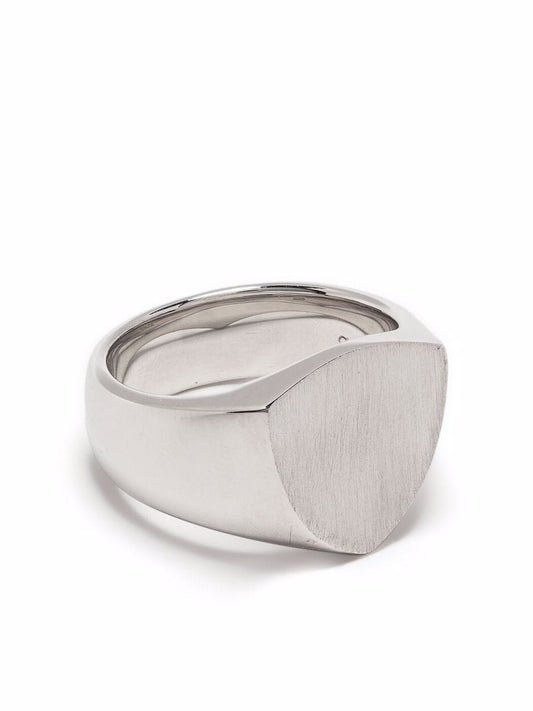 Satin Shield Sterling Silver Ring (M)