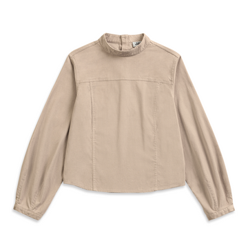 Band Collar Top Simple Taupe