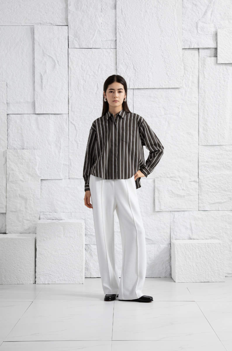 Striped Crop Boxy Shirt