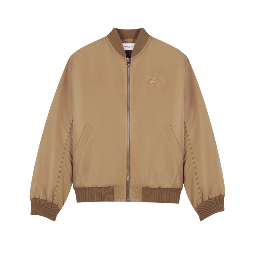 Bomber In Nylon With Logo Handwriting Embroidery Taupe (men)