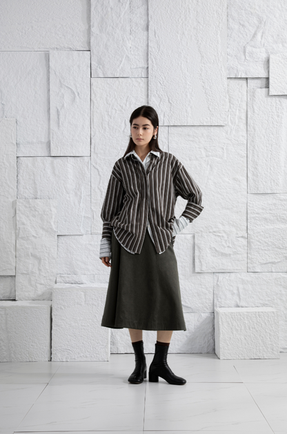 Striped Back Slit Shirt