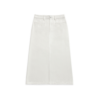 Denim Pencil Skirt Off White