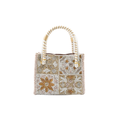 Bromelia Square - Cotton Bag With Beads Embroidery