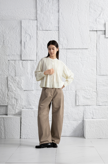 Crinkle Button-up Blouse