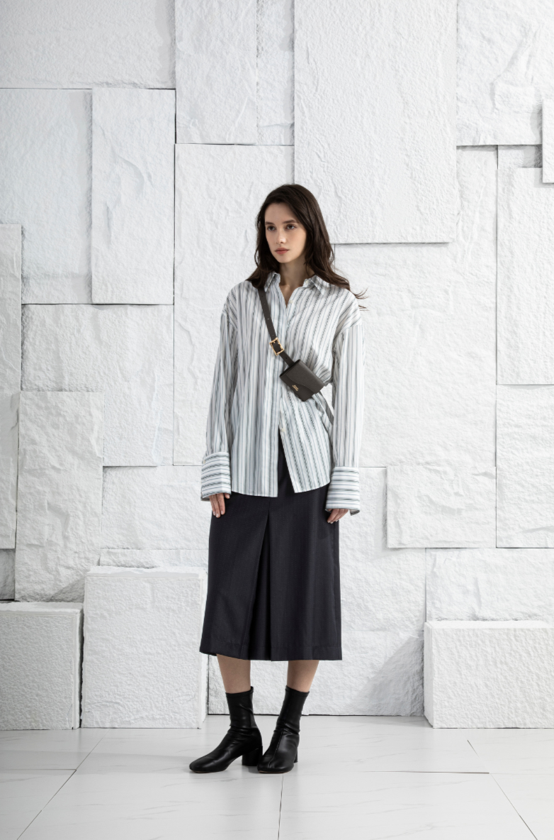 Wool Pinstriped Skirt