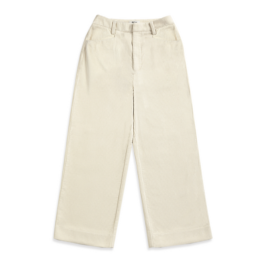 Corduroy Straight-Leg Pants Off White