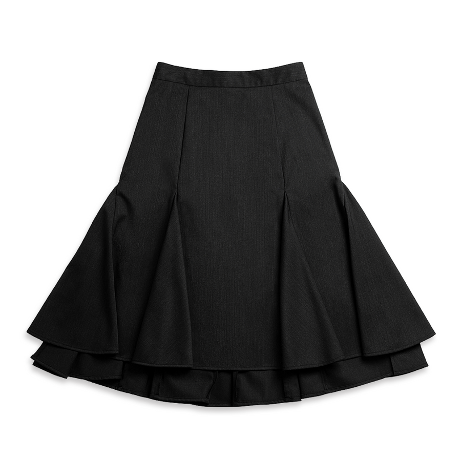 Woollen Gored Skirt Dk Grey