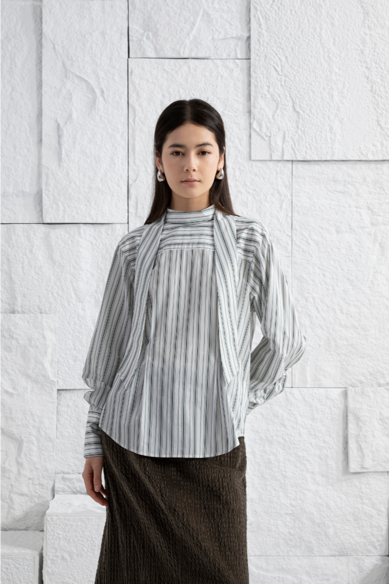Striped Scarf-Detailed Top