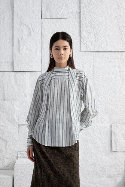 Striped Scarf-Detailed Top