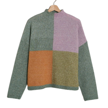 Jersey Multicolour High Collar Sweater