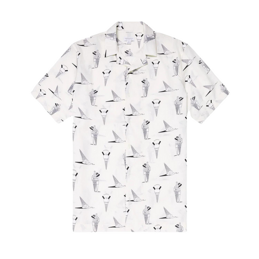 Short Sleeve Collar Shirt Ice Cream Print
