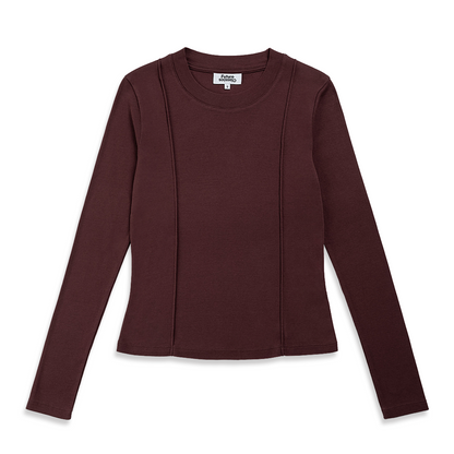 Princess Seam Rib Top Red Wine