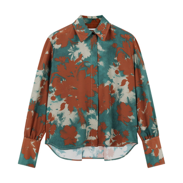 Boxy Shirt With Concealed Placket In Bouquet Cameo (women)