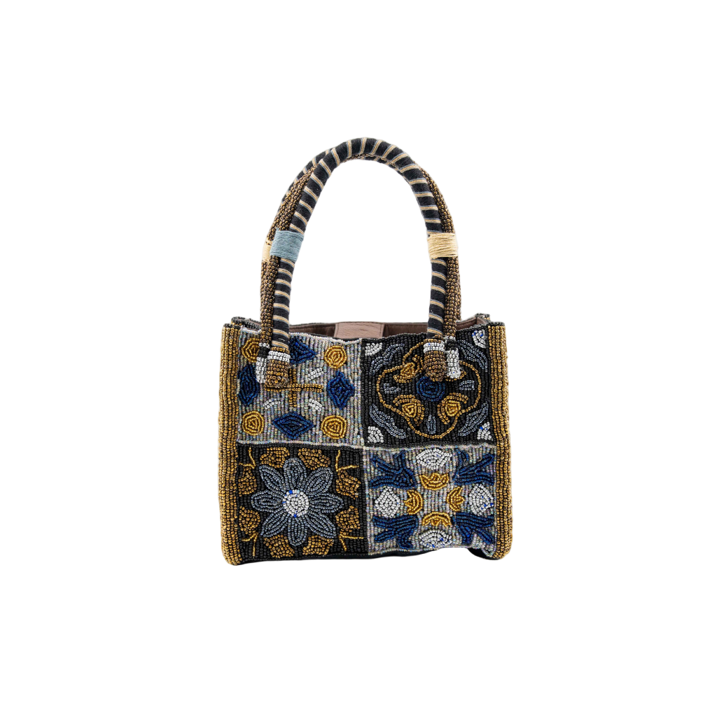 Bromelia Square - Cotton Bag With Beads Embroidery