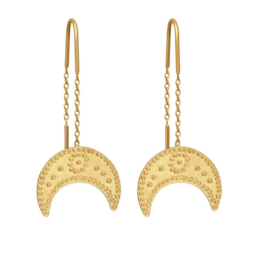 Hanging Moon Earrings Gold Vermeil