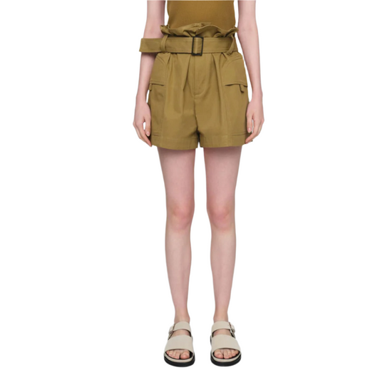 Olive Gabardine Shorts