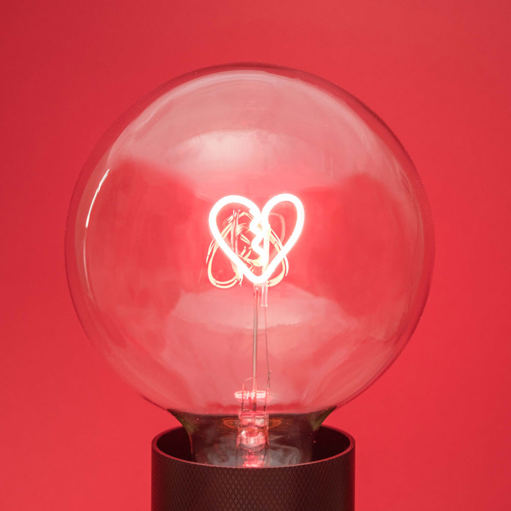 Broken Heart Clear Glass + Romance Black Marble Lamp Base - Type G Plug