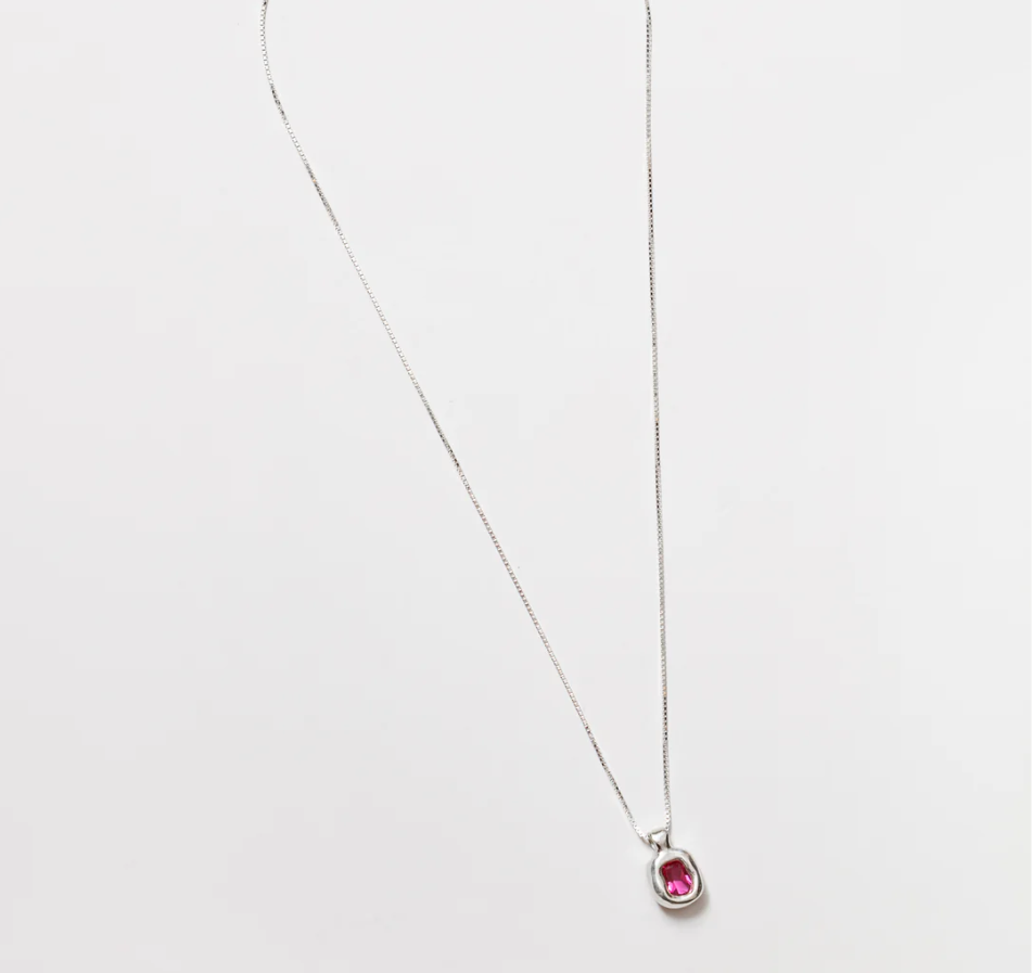 Pink Kunzite Gemstone Pendant with Box Chain