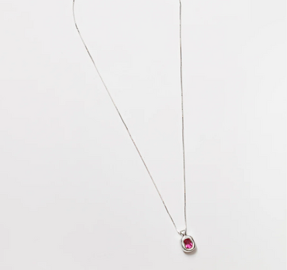 Pink Kunzite Gemstone Pendant with Box Chain