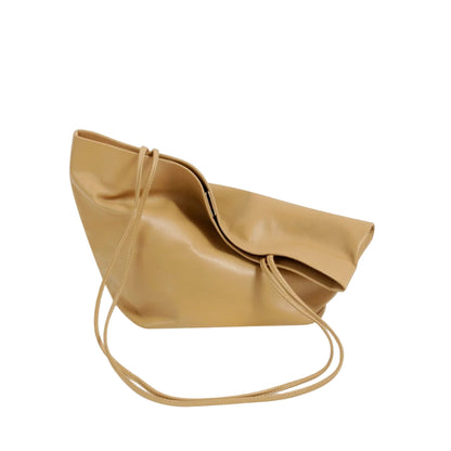 Camel Slim Lamb Basket Woven Shoulder Bag