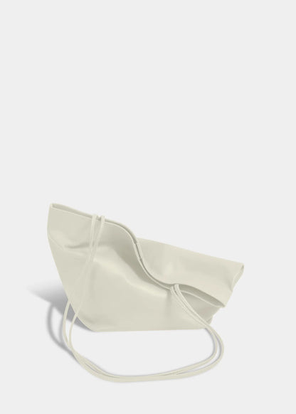 Creme Slim Lamb Basket Woven Shoulder Bag