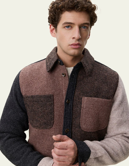 Wool Colourblock Overshirt
