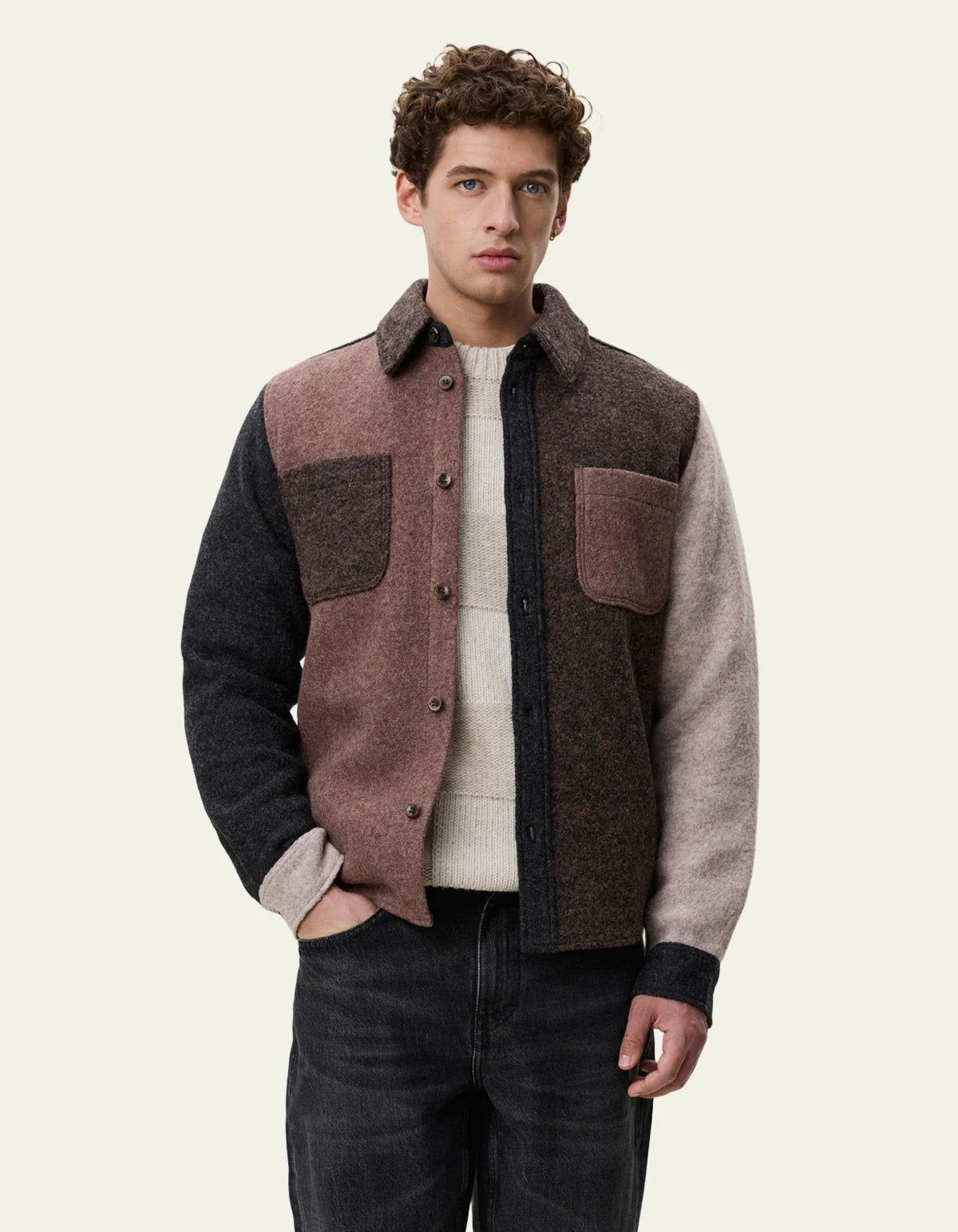 Wool Colourblock Overshirt