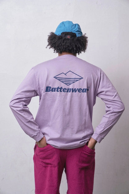 Team L/S Pocket Tee Lavender x Navy