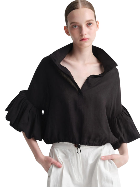 Lanvin Linen Long Sleeve Top