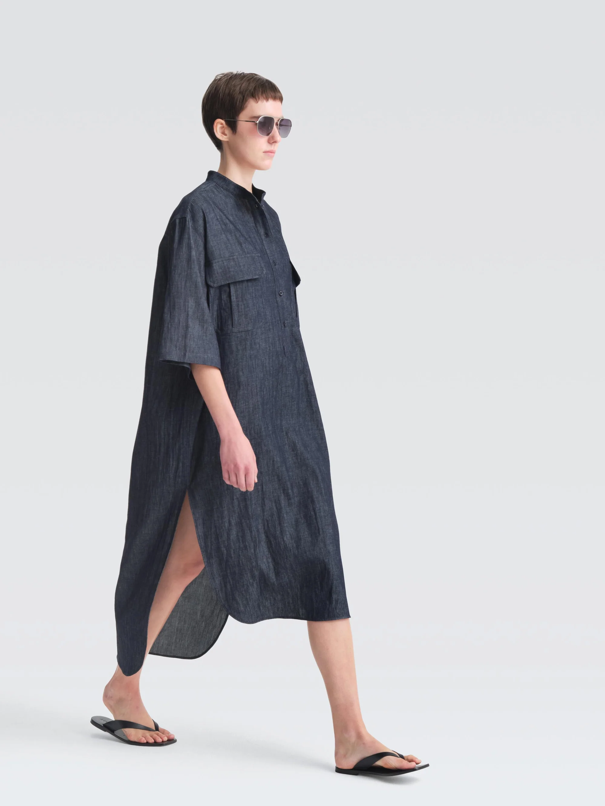 Houston Linen Denim Mini Dress Navy / XS