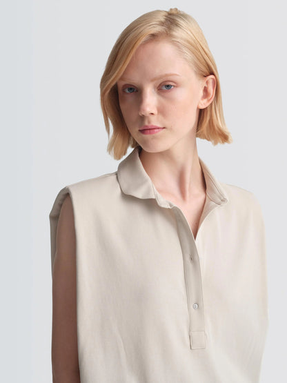 Cotton Pique "Polo" Top