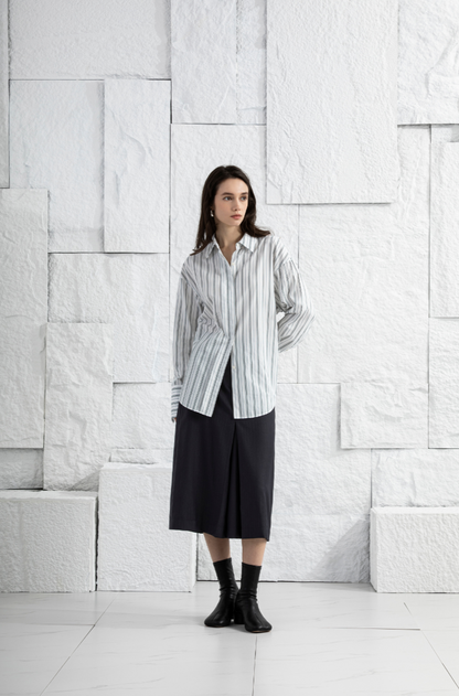 Wool Pinstriped Skirt