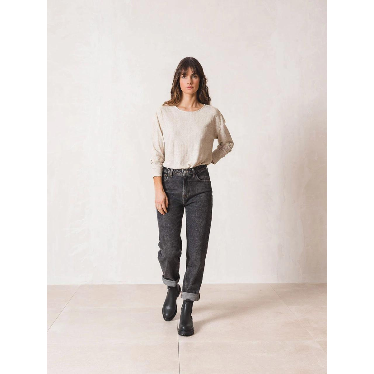 Pantal?n Emma Denim Trousers Negro