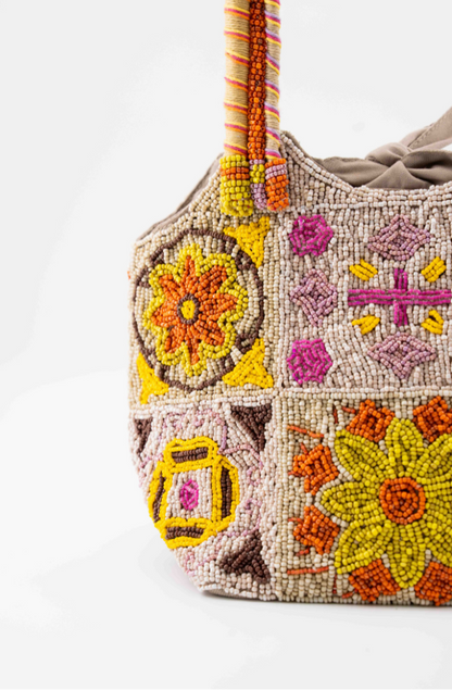 Bromelia - Cotton Bag With Beads Embroidery