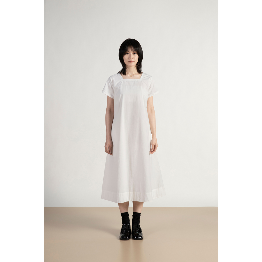 Square Neck Maxi Length Dress Off White