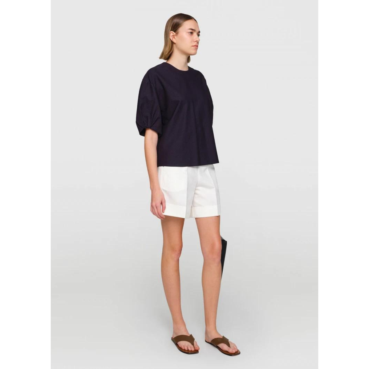 Seersucker "Slever" Top Navy