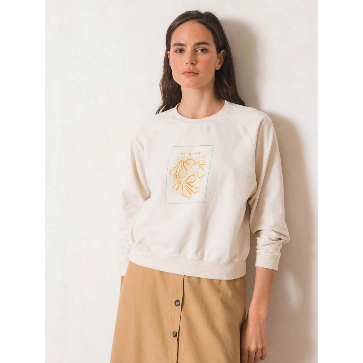 Jersey Printed Cotton Sweatshirt Crudo