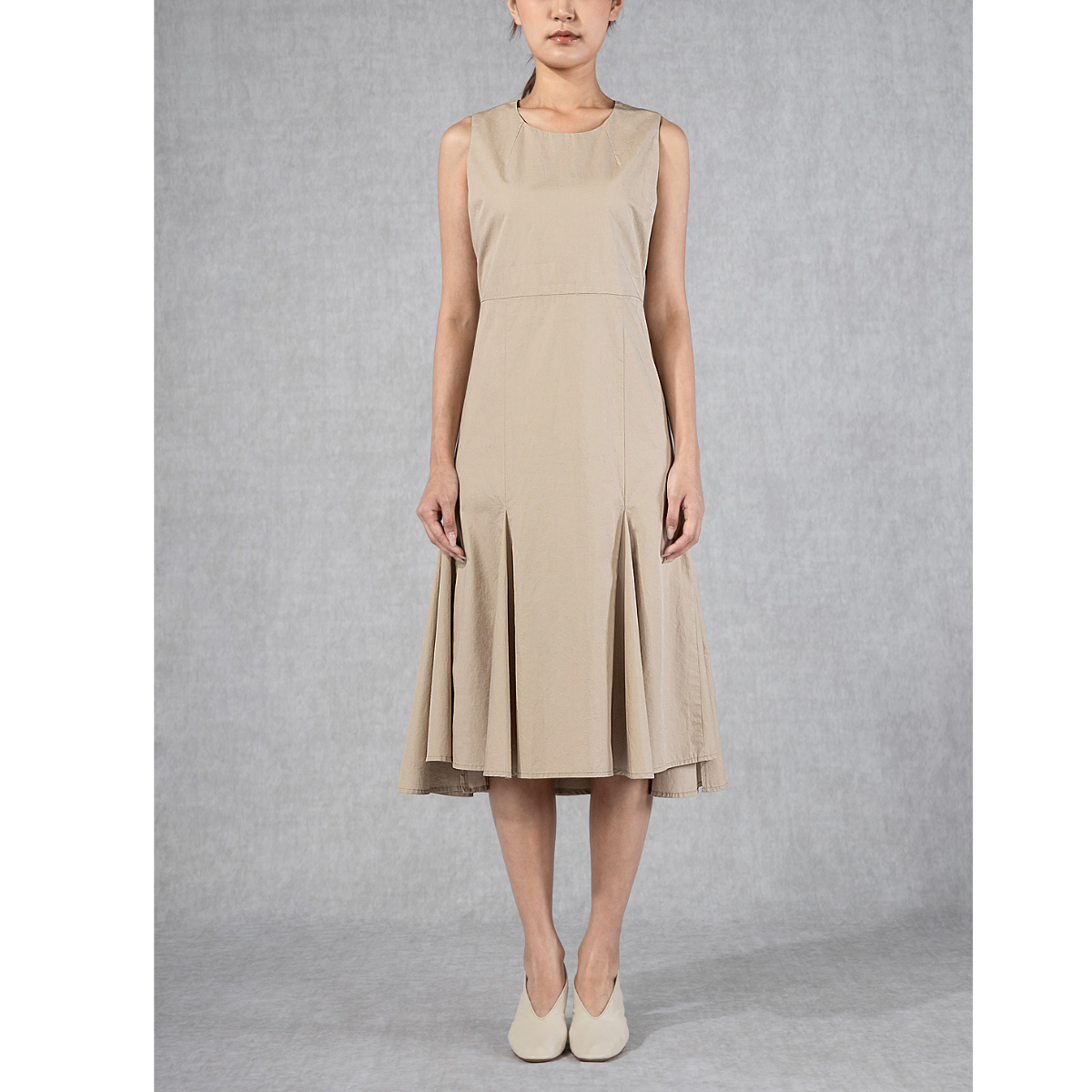 Fit and Flare Dress Khaki