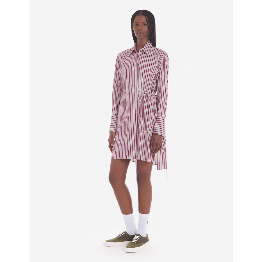 Knee Shirt Dress In Striped Cotton Twill With Logo (women)