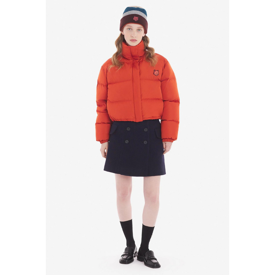 Cropped Puffer In Nylon With Bold Fox Head Clay (women)